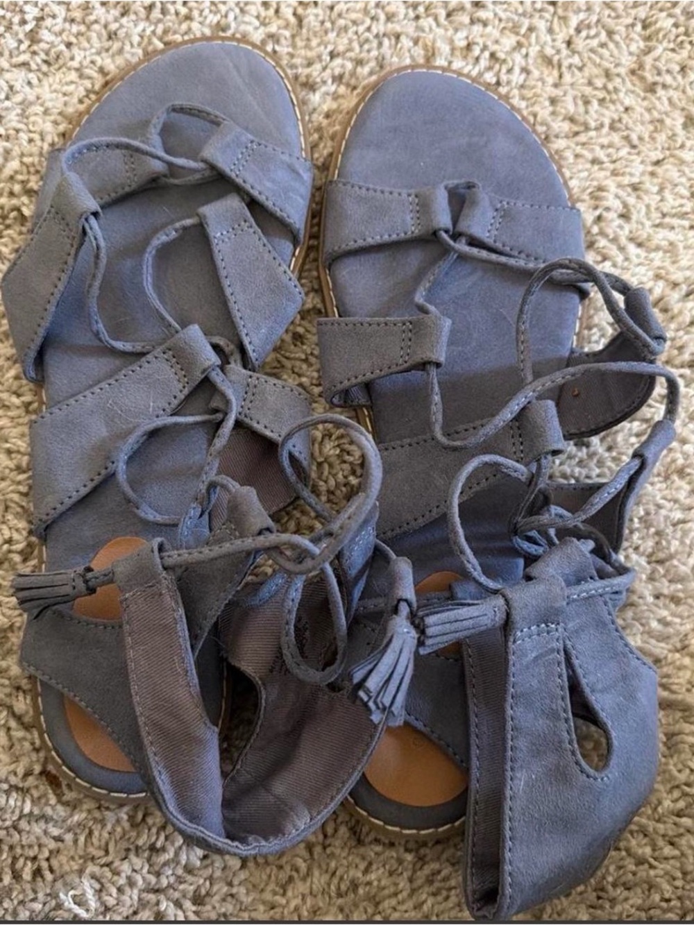 Old Navy Blue Suede Lace-Up Gladiator Sandals